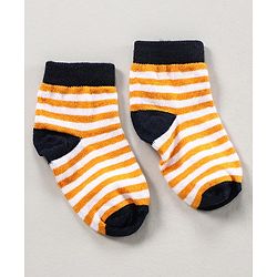 Cute Walk by Babyhug Cotton Anti Bacterial Ankle Length Socks Striped Pack of 3 - Multicolour