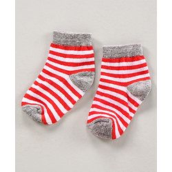 Cute Walk by Babyhug Cotton Anti Bacterial Ankle Length Socks Striped Pack of 3 - Multicolour