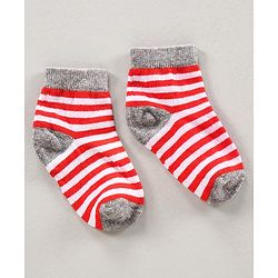 Cute Walk by Babyhug Cotton Anti Bacterial Ankle Length Socks Striped Pack of 3 - Multicolour