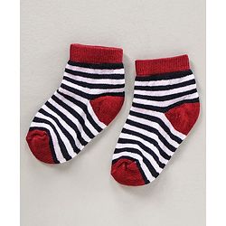 Cute Walk by Babyhug Cotton Anti Bacterial Ankle Length Socks Striped Pack of 3 - Multicolour