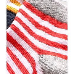 Cute Walk by Babyhug Cotton Anti Bacterial Ankle Length Socks Striped Pack of 3 - Multicolour