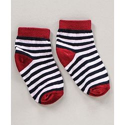 Cute Walk by Babyhug Cotton Anti Bacterial Ankle Length Socks Striped Pack of 3 - Multicolour