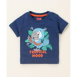 Babyhug Half Sleeves Tee & Shorts Birds - Navy Orange