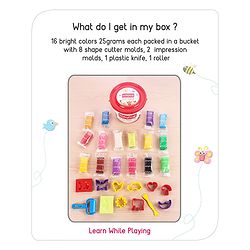 Babyhug My Fun Dough Jumbo Return Gift Set Tub with 12 Tools Pack of 16 - 400 g