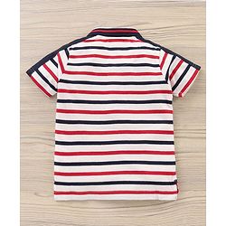 Babyhug Cotton Half Sleeves Tee & Shorts Set Stripes - White Red