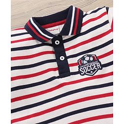 Babyhug Cotton Half Sleeves Tee & Shorts Set Stripes - White Red