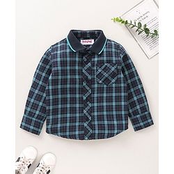 Babyhug Full Sleeves Checked Shirt - Navy Blue