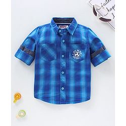 Babyhug Full Sleeves Check Shirt - Blue