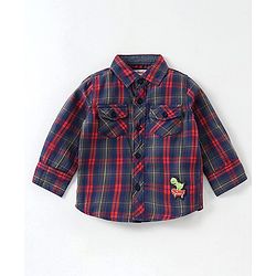 Babyhug Full Sleeves Cotton Checks Shirt - Orange Blue