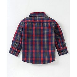 Babyhug Full Sleeves Cotton Checks Shirt - Orange Blue