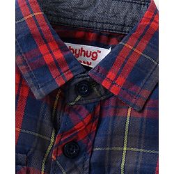 Babyhug Full Sleeves Cotton Checks Shirt - Orange Blue