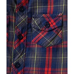 Babyhug Full Sleeves Cotton Checks Shirt - Orange Blue