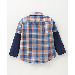 Babyhug Doctor Sleeves Checks Shirt- Navy Blue Orange