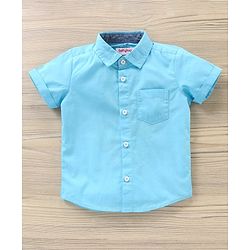 Babyhug Cotton Woven Half Sleeves Shirt Solid With Printed Inner Tee - Blue