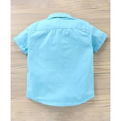 Babyhug Cotton Woven Half Sleeves Shirt Solid With Printed Inner Tee - Blue