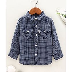 Babyhug Full Sleeves Checkered Shirt- Blue