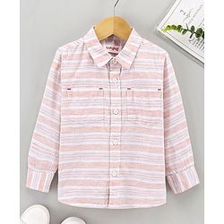 Babyhug Full Sleeves Cotton Striped Shirt - Orange