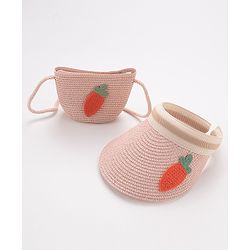 Babyhug Crochet Straw Hat With Sling Bag Pack Of 2 - Beige