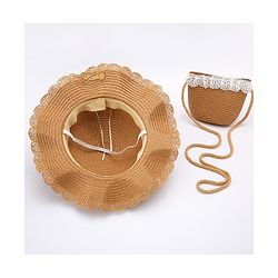 Babyhug Straw Hat With Bow & Purse - Brown