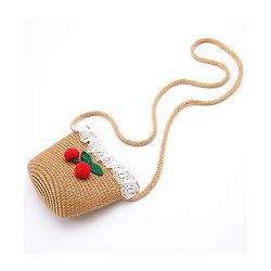 Babyhug Straw Hat With Bow & Purse - Brown