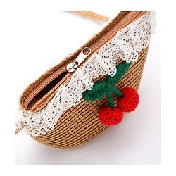 Babyhug Straw Hat With Bow & Purse - Brown