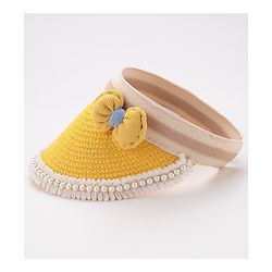 Babyhug Crochet work Straw Hats With Bow - Yellow