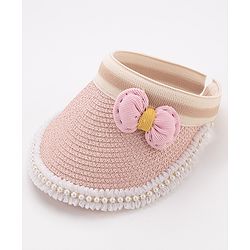 Babyhug Crochet Straw Hat With Bow Free Size - Pink