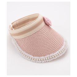 Babyhug Crochet Straw Hat With Bow Free Size - Pink