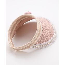 Babyhug Crochet Straw Hat With Bow Free Size - Pink
