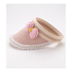 Babyhug Crochet Straw Hat With Bow Free Size - Pink