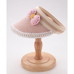 Babyhug Crochet Straw Hat With Bow Free Size - Pink