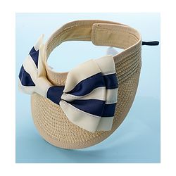 Babyhug Bow Design Straw Hat Beige - Diameter 16 cm