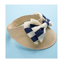 Babyhug Bow Design Straw Hat Beige - Diameter 16 cm