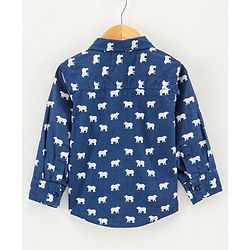 Babyhug Full Sleeves Cotton Shirt Bear Print- Blue