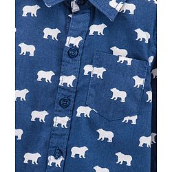 Babyhug Full Sleeves Cotton Shirt Bear Print- Blue