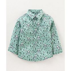 Babyhug Full Sleeves Cotton Shirt Rabbit Print- Green