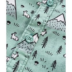 Babyhug Full Sleeves Cotton Shirt Rabbit Print- Green