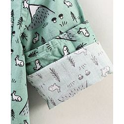 Babyhug Full Sleeves Cotton Shirt Rabbit Print- Green