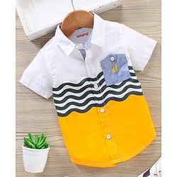 Babyhug Cotton Half Sleeves Shirt Printed - White Yellow