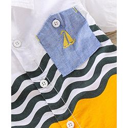 Babyhug Cotton Half Sleeves Shirt Printed - White Yellow