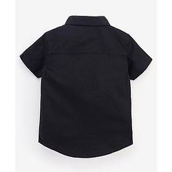 Babyhug Half Sleeves Solid Party Shirt with Pocket and Bow - Black