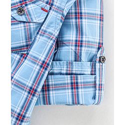 Babyhug Full Sleeves Cotton Checks Shirt - Blue