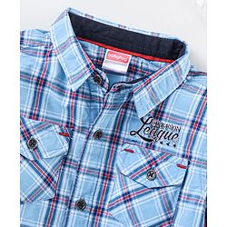 Babyhug Full Sleeves Cotton Checks Shirt - Blue