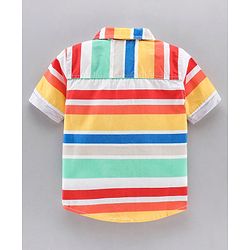 Babyhug Boys Half Sleeve One Pocket Striped Shirt - Multicolor