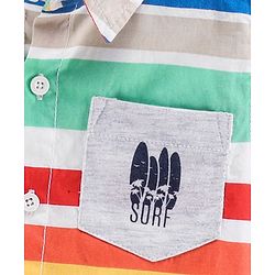 Babyhug Boys Half Sleeve One Pocket Striped Shirt - Multicolor
