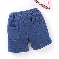 Babyhug Mid Thigh Denim Shorts Floral Embroidery - Blue