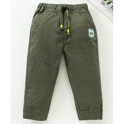 Babyhug Full Length Solid Trousers - Olive