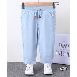 Babyhug Full Length Solid Colour Pant With Drawstring - Light Blue