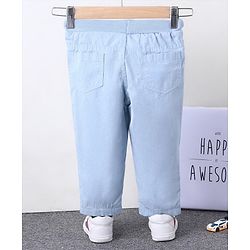 Babyhug Full Length Solid Colour Pant With Drawstring - Light Blue