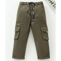 Babyhug Full Length Solid Trousers - Olive